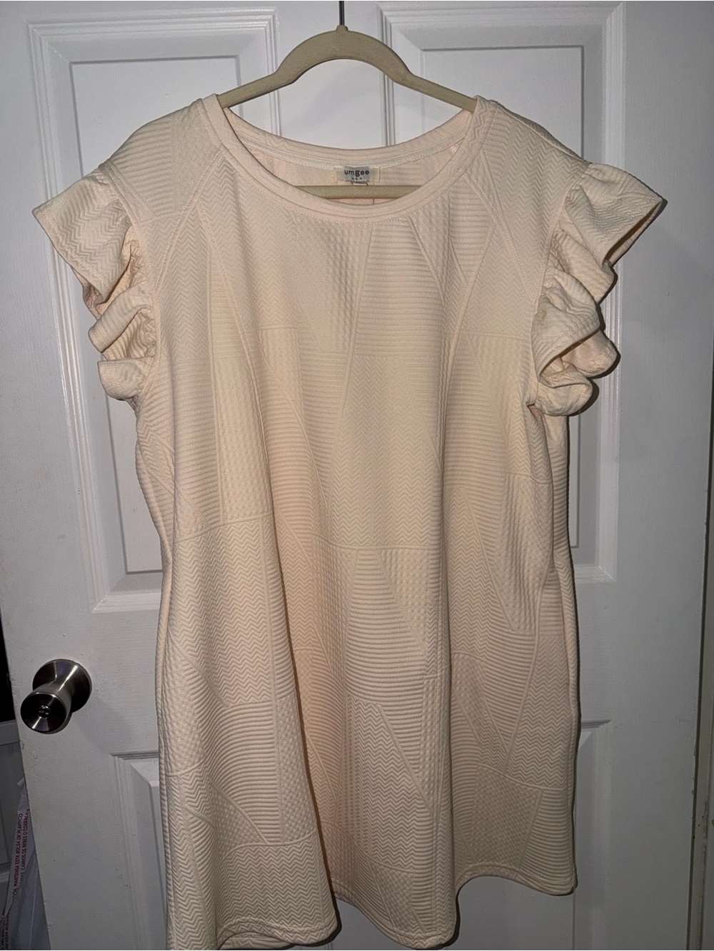 Umgee Soft Cream Ruffle Sleeve Mini Dress